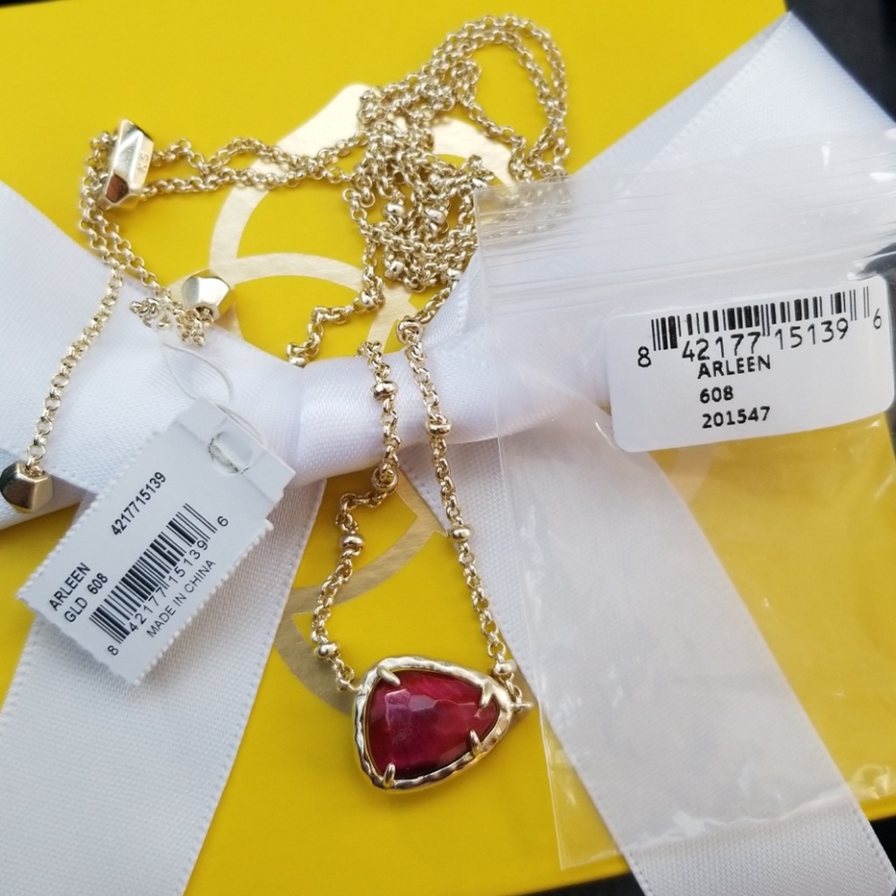 Kendra Scott Arleen Tiger's Eye Bordeaux necklace - Picture 6 of 6